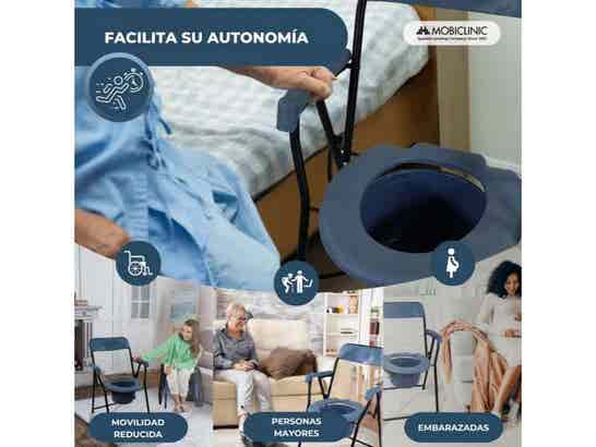 Sedia con WC Timón in acciaio nero e bianco, con schienale, senza coperchio ausilio per disabili