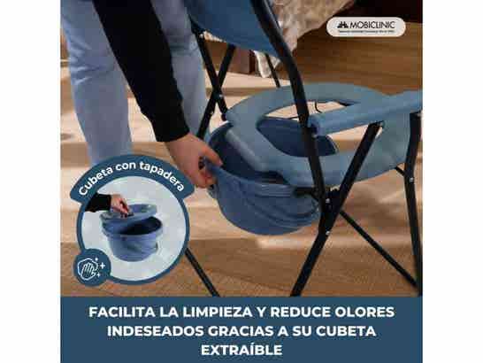 Sedia con WC Timón in acciaio nero e bianco, con schienale, senza coperchio ausilio per disabili