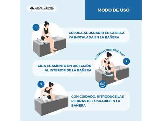 Sedia da bagno girevole Lago per assistenza igienica 100 kg ausilio per disabili