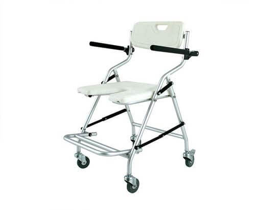 Sedia da doccia pieghevole con ruote ausilio per disabili