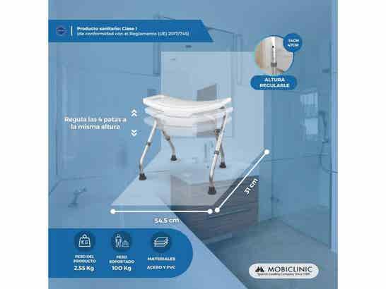 Sedia da doccia pieghevole e regolabile in altezza, modello Delta ausilio per disabili