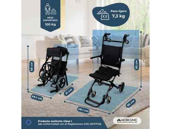 Sedia da trasporto in alluminio Saturno 34 cm tubo nero Mobiclinic ausilio per disabili