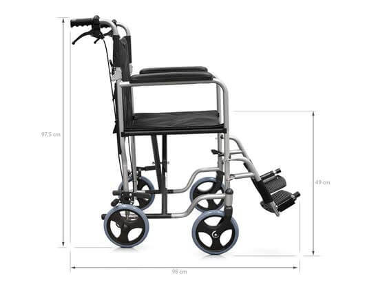 Sedia di trasporto con freni ausilio per disabili