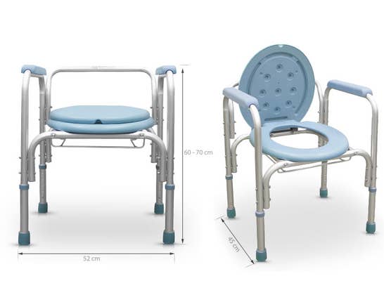 Sedia per doccia o per vasca da bagno con vaso wc incorporato ausilio per disabili