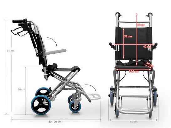 Sedia pieghevole domiciliare in alluminio con freni e sacca per trasporto ausilio per disabili