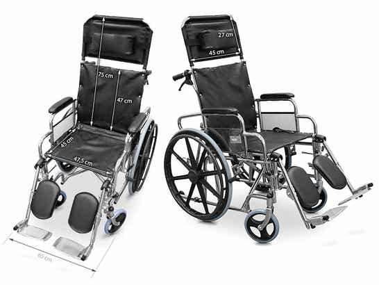 Sedia rotelle in acciaio cromato, pieghevole ausilio per disabili