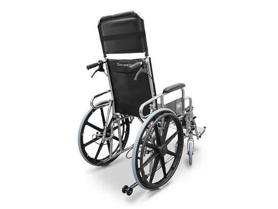Sedia rotelle in acciaio cromato, pieghevole ausilio per disabili