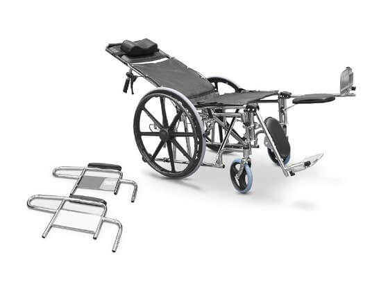 Sedia rotelle in acciaio cromato, pieghevole ausilio per disabili