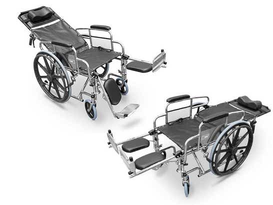 Sedia rotelle in acciaio cromato, pieghevole ausilio per disabili