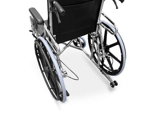 Sedia rotelle in acciaio cromato, pieghevole ausilio per disabili