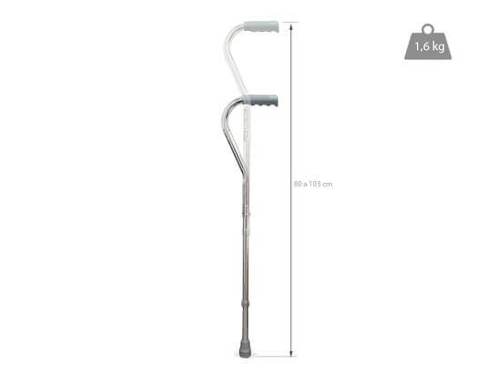 Stampella/bastone in alluminio, regolabile in altezza. ausilio per disabili