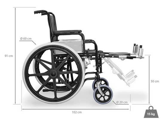 Carrozzina Wellcore con pedana elevabile in acciaio