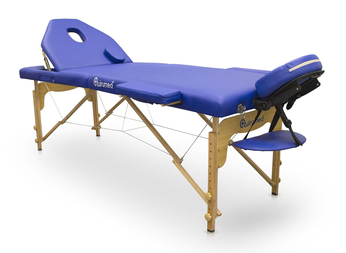 Lettino pieghevole Quirumed ELITE in legno - blu