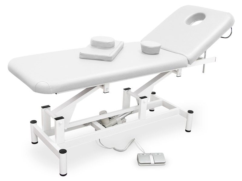 Lettino elettrico Quirumed BASIC PLUS con comando a pedale - bianco