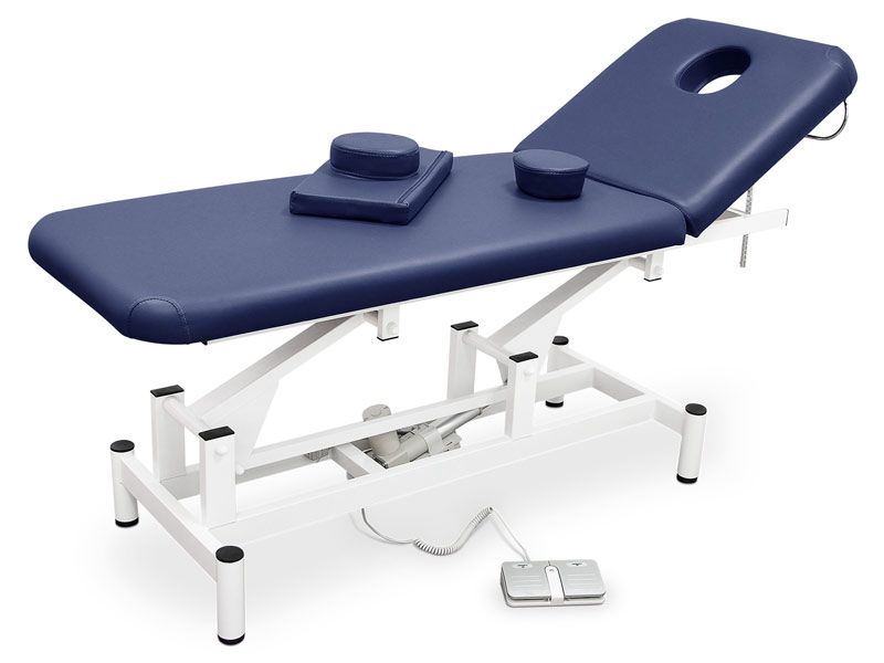 Lettino elettrico Quirumed BASIC PLUS con comando a pedale - blu