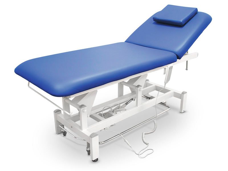 Lettino elettrico Quirumed PRO PLUS con barra perimetrale - blu
