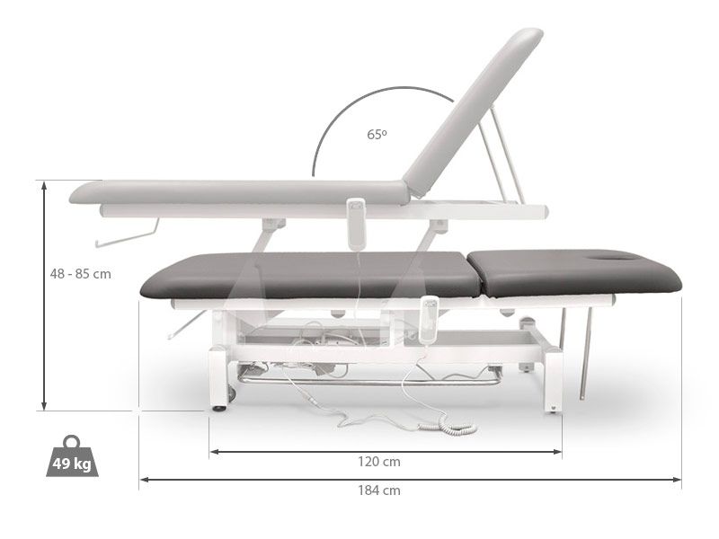 Lettino elettrico PRO PLUS Quirumed - dimensioni e regolazioni