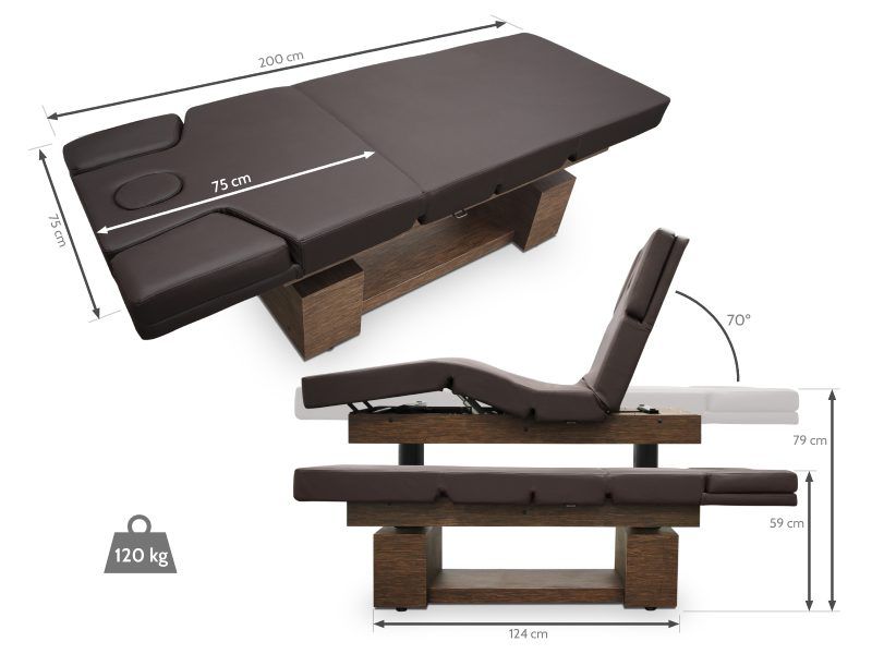 Dimensioni lettino SPA 3 corpi 4 motori 200 x 75 cm