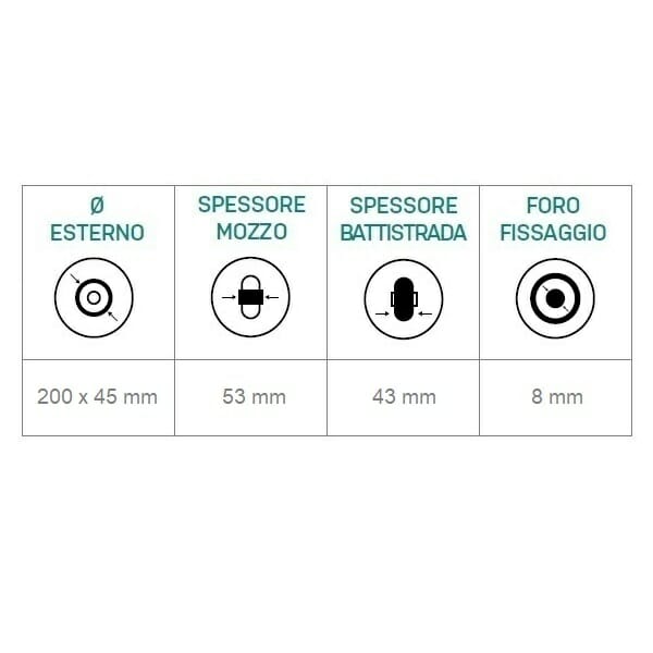 06037034 Ruota 200x45 in gomma liscia RPG ausilio per disabili