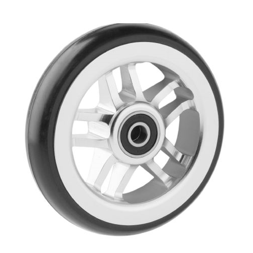 06069026 Ruota 5' in alluminio cerchio grigio gomma nera ausilio per disabili