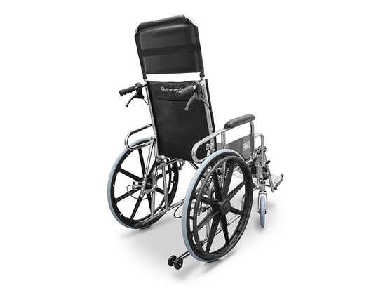 Sedia rotelle in acciaio cromato, pieghevole
