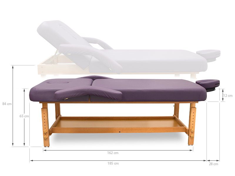 Lettino SPA regolabile in legno Quirumed – Dimensioni laterali