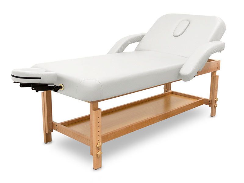 Lettino SPA regolabile in legno Quirumed – Bianco