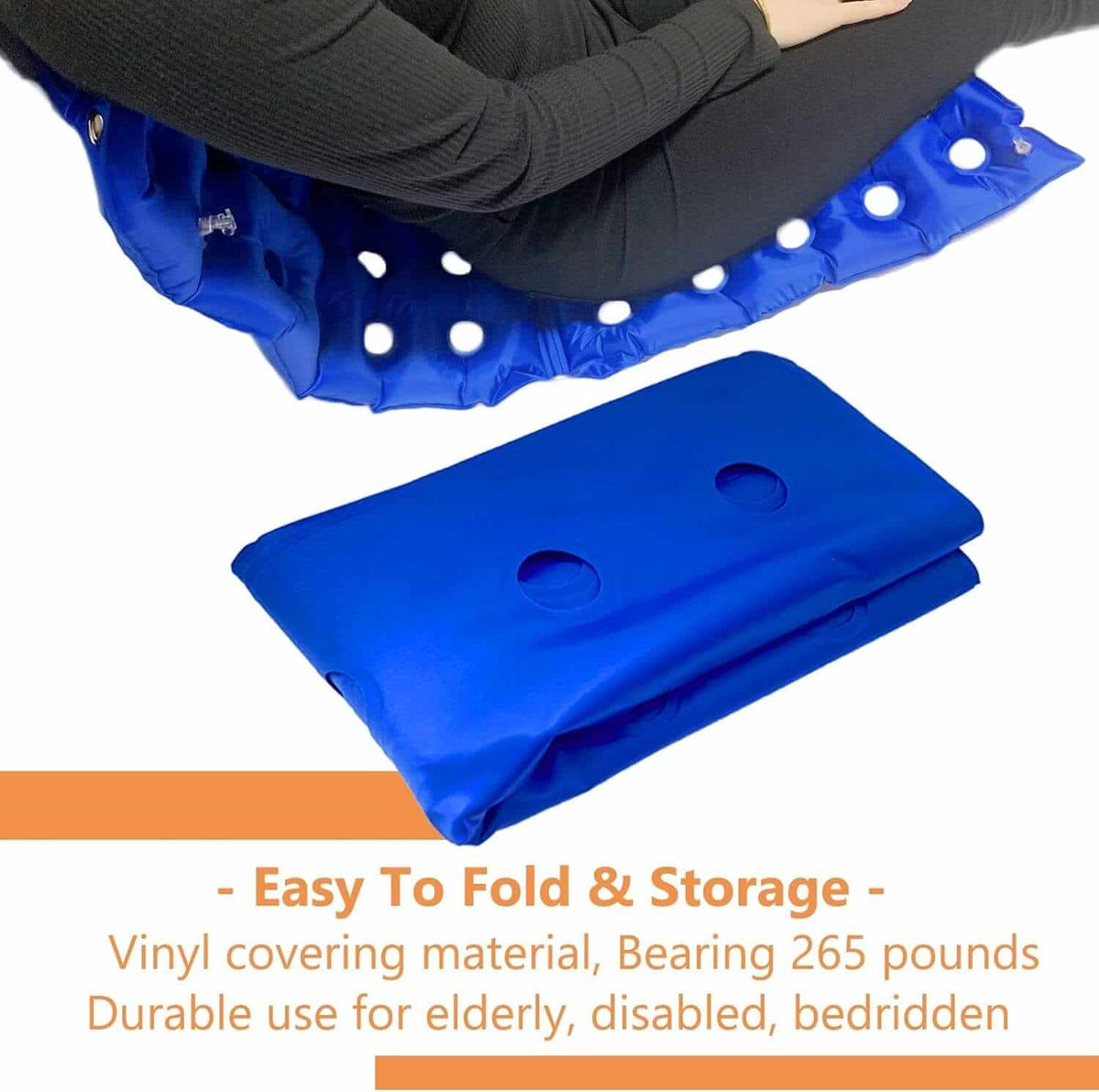 Bedridden - Cuscino Gonfiabile Antidecubito per Sedia a Rotelle Con Schienale Completo per Anziani Disabili, Portatile ausilio per disabili