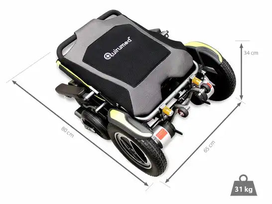 Carrozzina elettrica pieghevole con telaio extra rinforzato ausilio per disabili