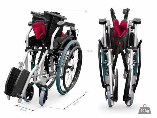 Carrozzina in alluminio con poggiapiedi pieghevole ausilio per disabili