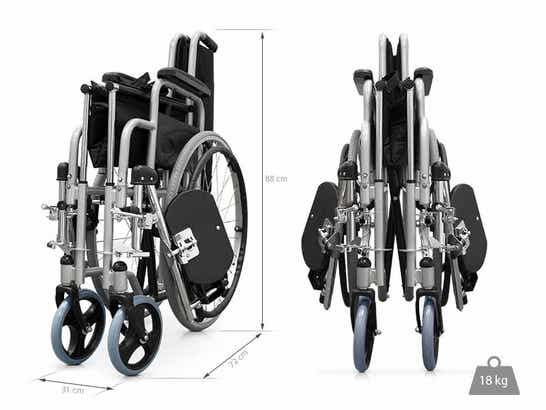 Carrozzina pieghevole in acciaio con freni ausilio per disabili