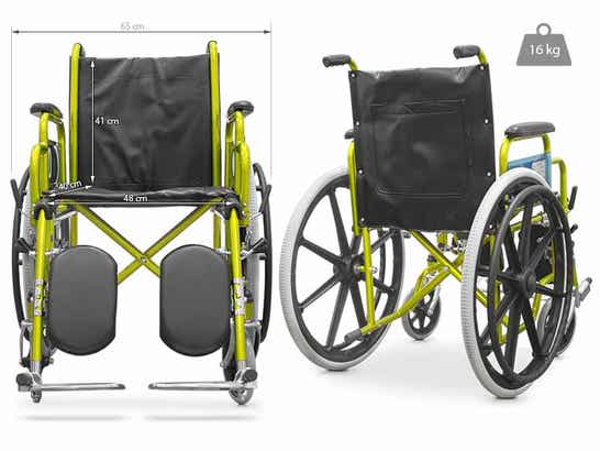 Carrozzina pieghevole in acciaio e con poggiagambe elevabili ausilio per disabili