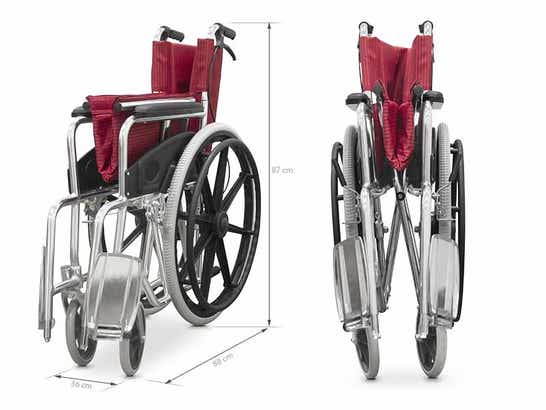 Carrozzina pieghevole in alluminio con freni ausilio per disabili