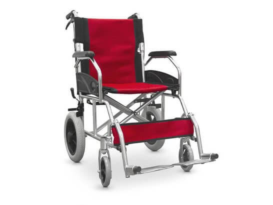 Carrozzina pieghevole in alluminio per trasferimento ausilio per disabili