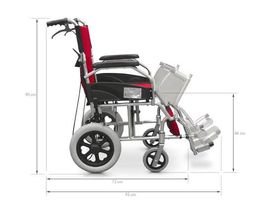 Carrozzina pieghevole in alluminio per trasferimento ausilio per disabili