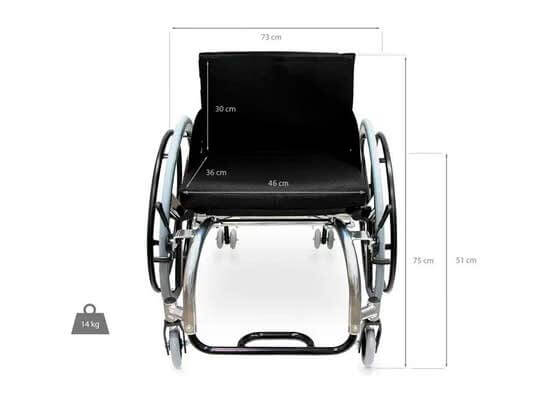 Carrozzina sportiva larghezza 46 ausilio per disabili