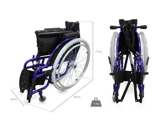 Carrozzina sportiva pieghevole larghezza 46 ausilio per disabili