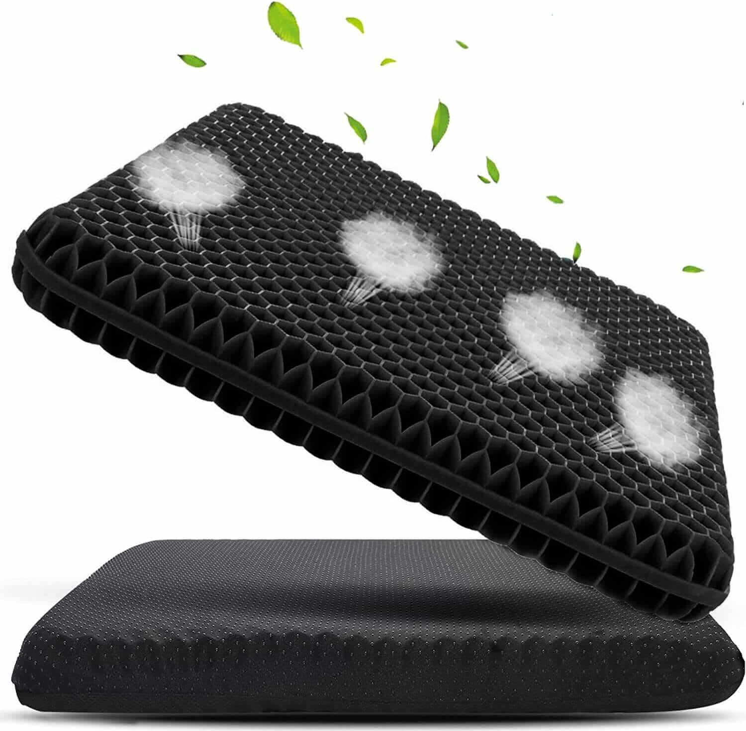 Focenat Cuscino Sedia Ufficio, Cuscino Ergonomico Memory Foam, Cuscino Ortopedico Seduta per Coccige, Allevia Sciatica e Dolori Lombari, Fodera Lavabile Antiscivolo, per Ufficio Casa Auto (Nero