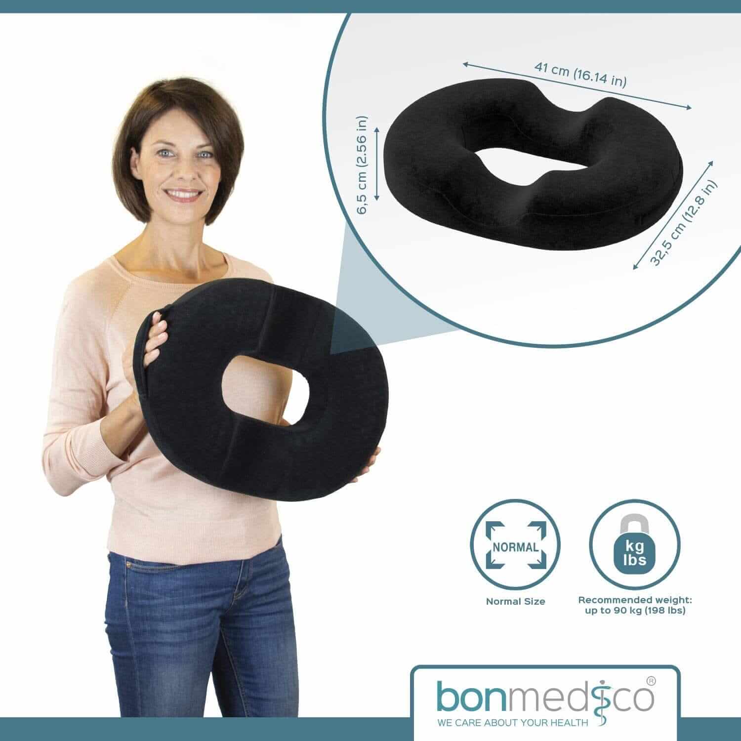 Cuscino Antidecubito - Ciambella Ortopedica in Memory Foam E Gel - Sedile Ergonomico per Schiena E Coccige - per Gaming, Auto E Ufficio ausilio per disabili