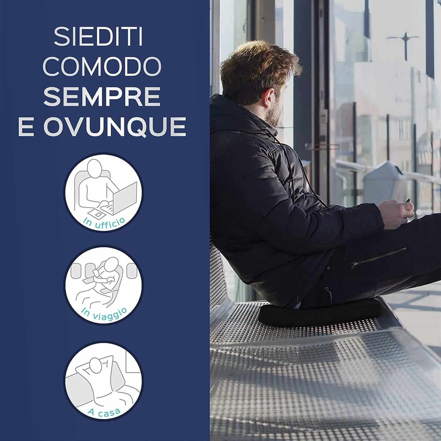 Cuscino Antidecubito - Cuscino Ortopedico Posturale per Casa, Ufficio E Auto - Rialzo per Sedia Ergonomico in Memory Foam - Supporto Lombar ausilio per disabili