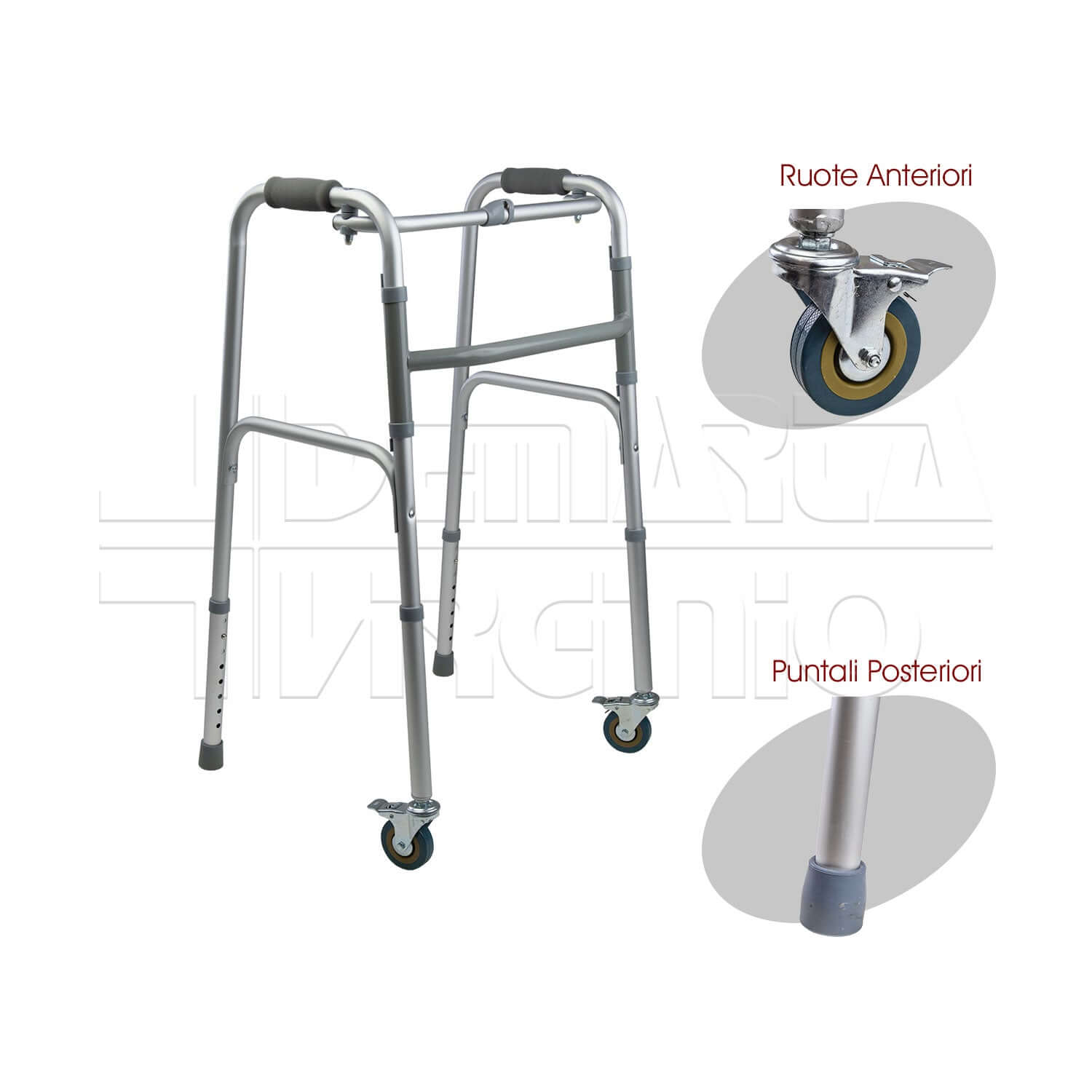 Deambulatore 2 Ruote 2 Puntali ausilio per disabili