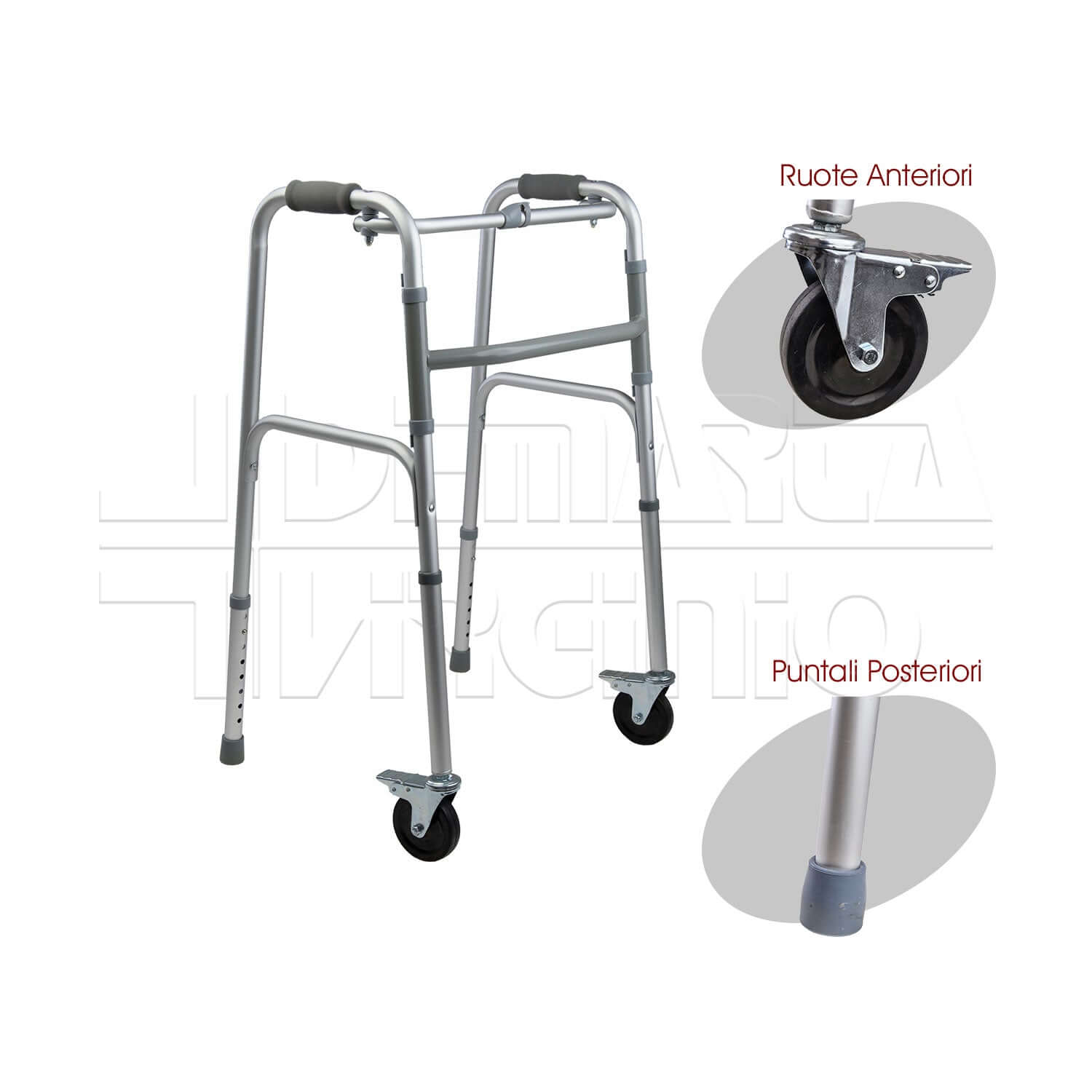 Deambulatore 2 Ruote 2 Puntali ausilio per disabili