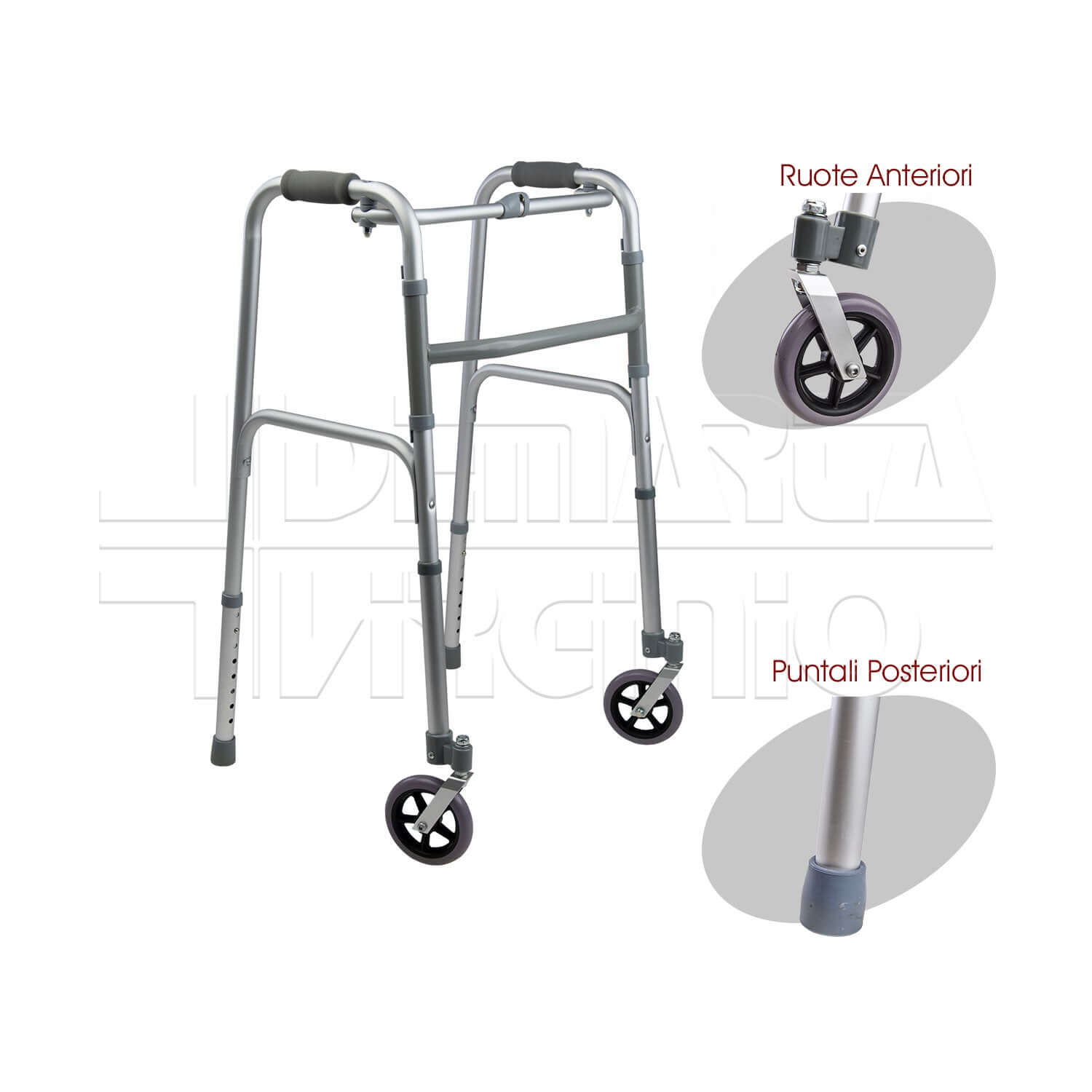 Deambulatore 2 Ruote 2 Puntali ausilio per disabili