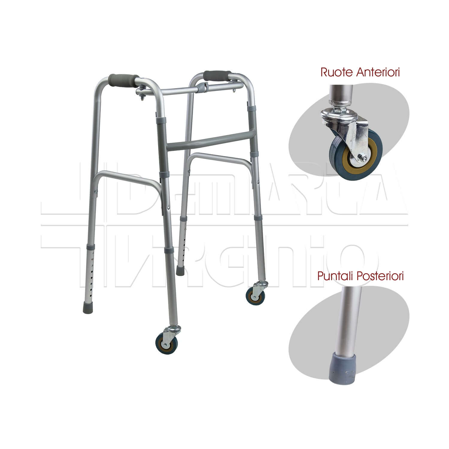 Deambulatore 2 Ruote 2 Puntali ausilio per disabili