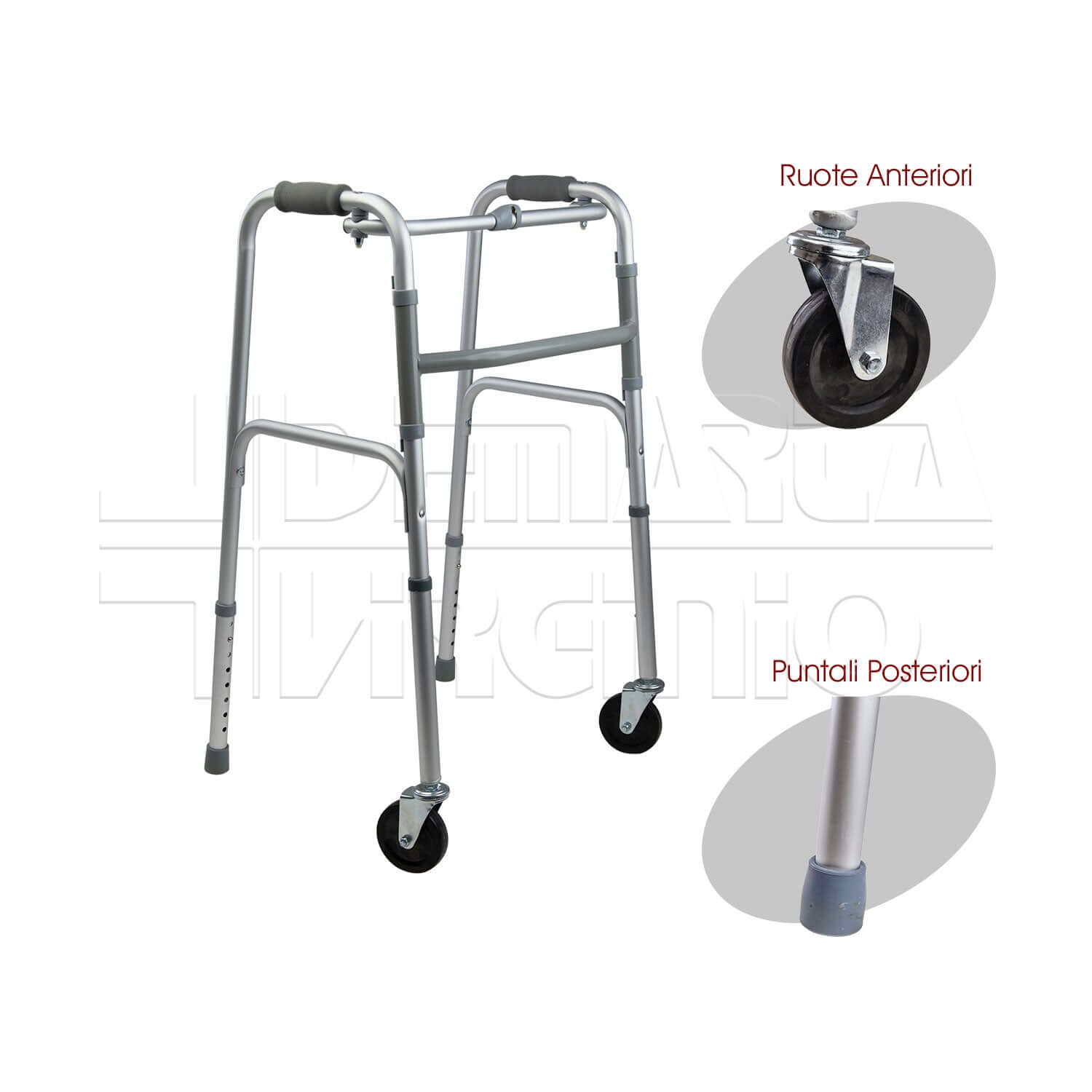 Deambulatore 2 Ruote 2 Puntali ausilio per disabili