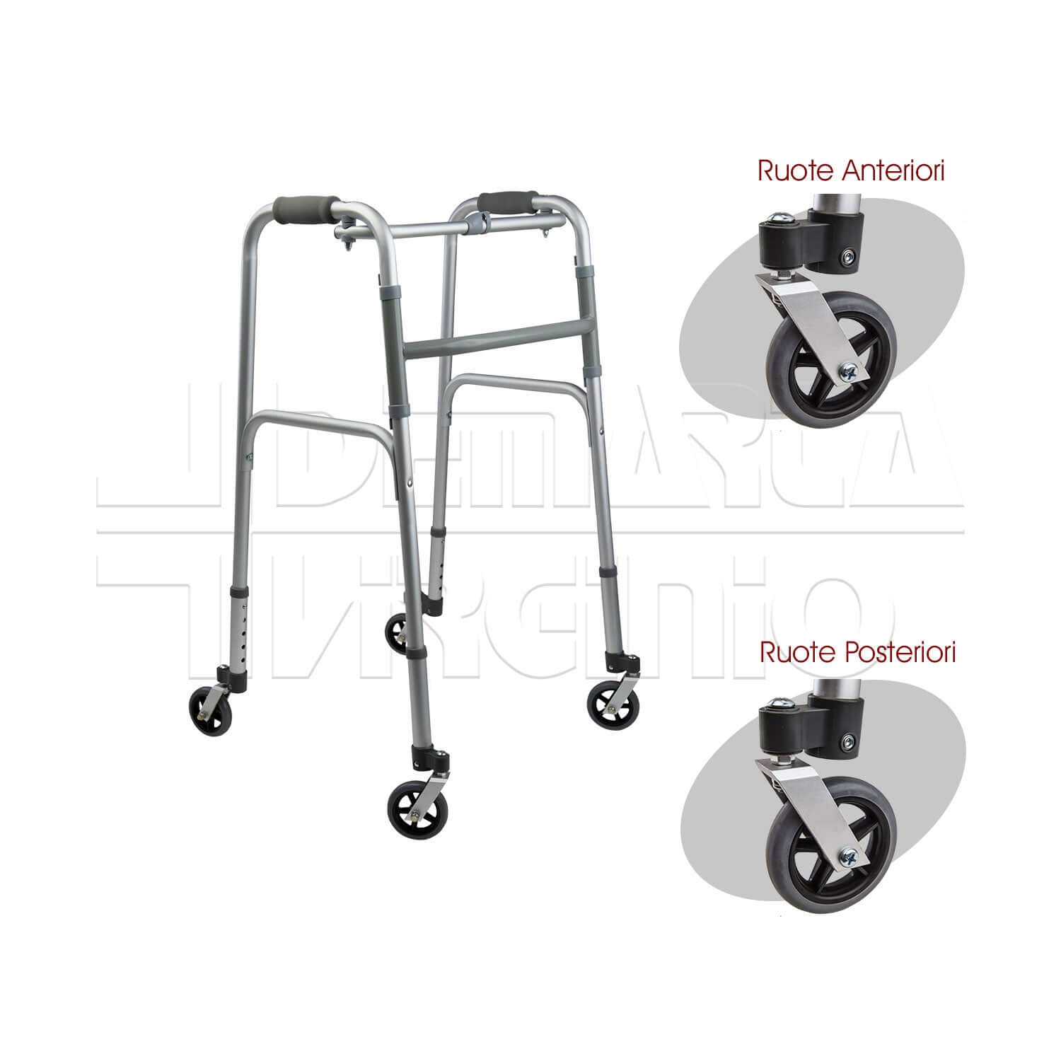 Deambulatore 4 Ruote Piroettanti ausilio per disabili