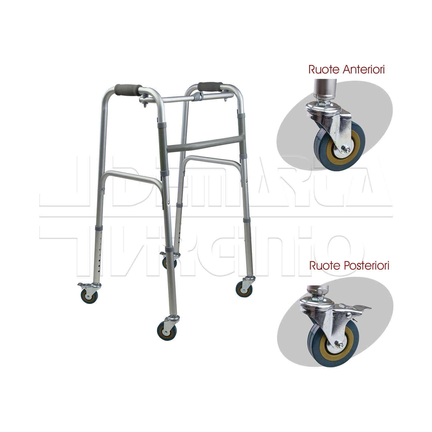 Deambulatore 4 Ruote Piroettanti ausilio per disabili