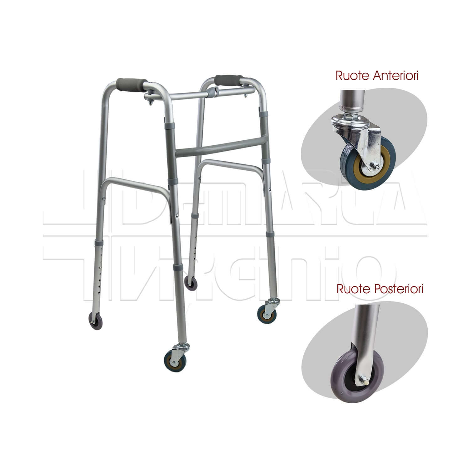 Deambulatore 4 Ruote Posteriori Fisse ausilio per disabili