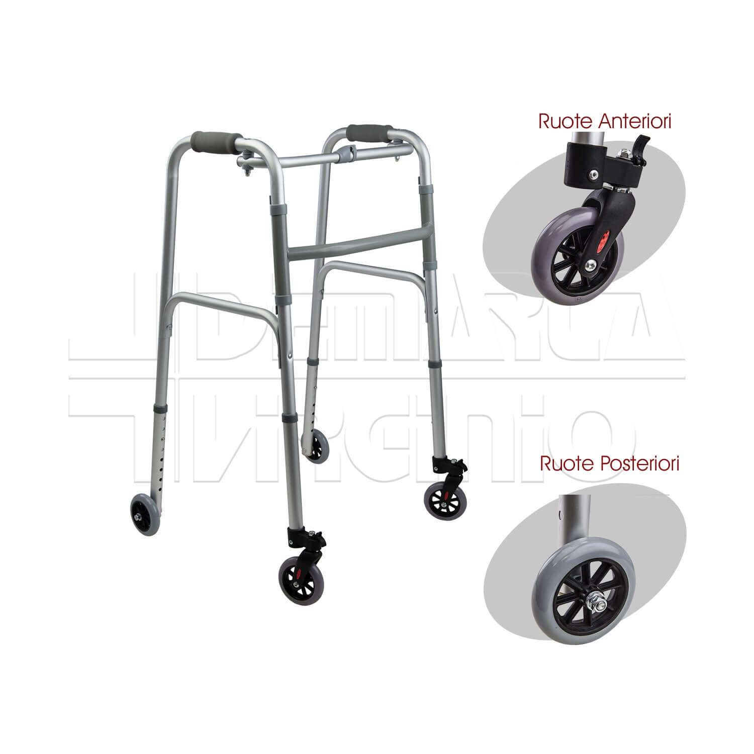 Deambulatore 4 Ruote Posteriori Fisse ausilio per disabili