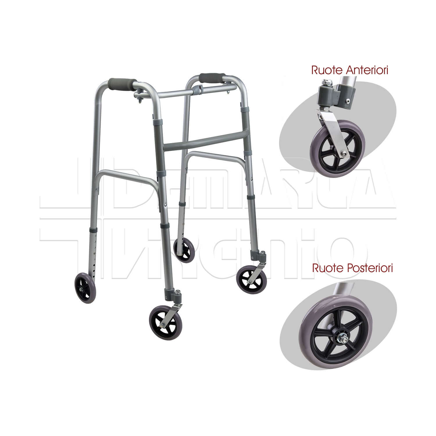 Deambulatore 4 Ruote Posteriori Fisse ausilio per disabili